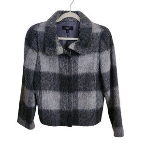 Talbots The Jackie Fit Alpaca Wool Blend Gray Plaid Jacket Size 8p